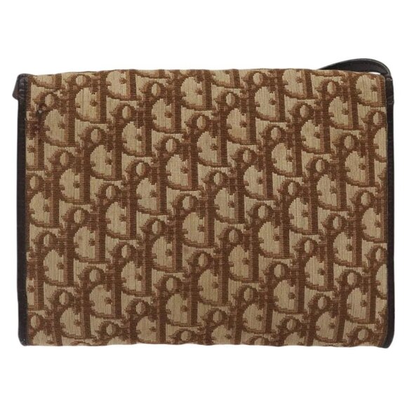 Christian Dior Trotter Canvas Shoulder Bag Brown Gold Auth - Picture 3 of 16